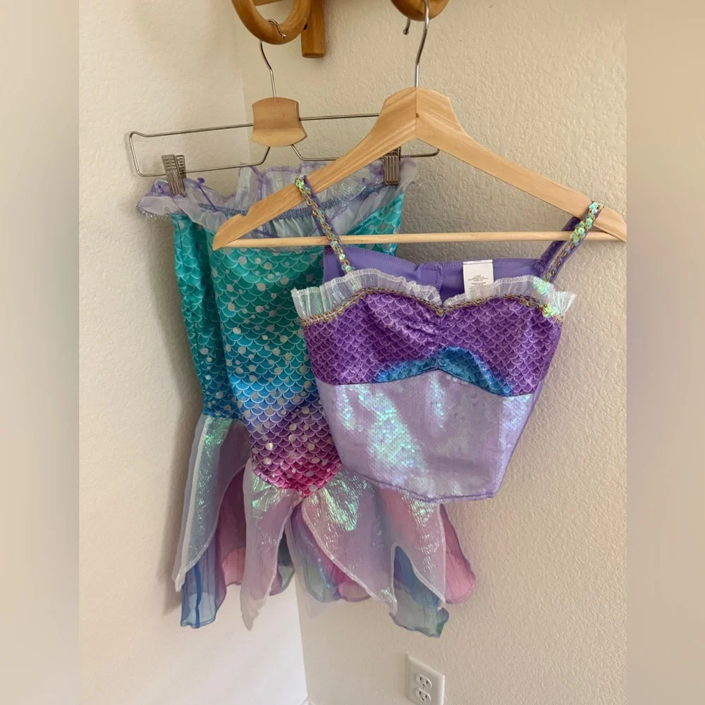Disney Ariel Little Mermaid bundle piece top skirt crown wand Dress Size 4-6 - Picture 2 of 8